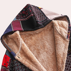 Dames hoodie fleece jas - trendy warme patchwork buitenkleding