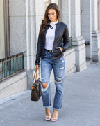 Zwarte dames bikerjack - imitatie leren jack met ritssluiting en zakken - Bakkermode.nl