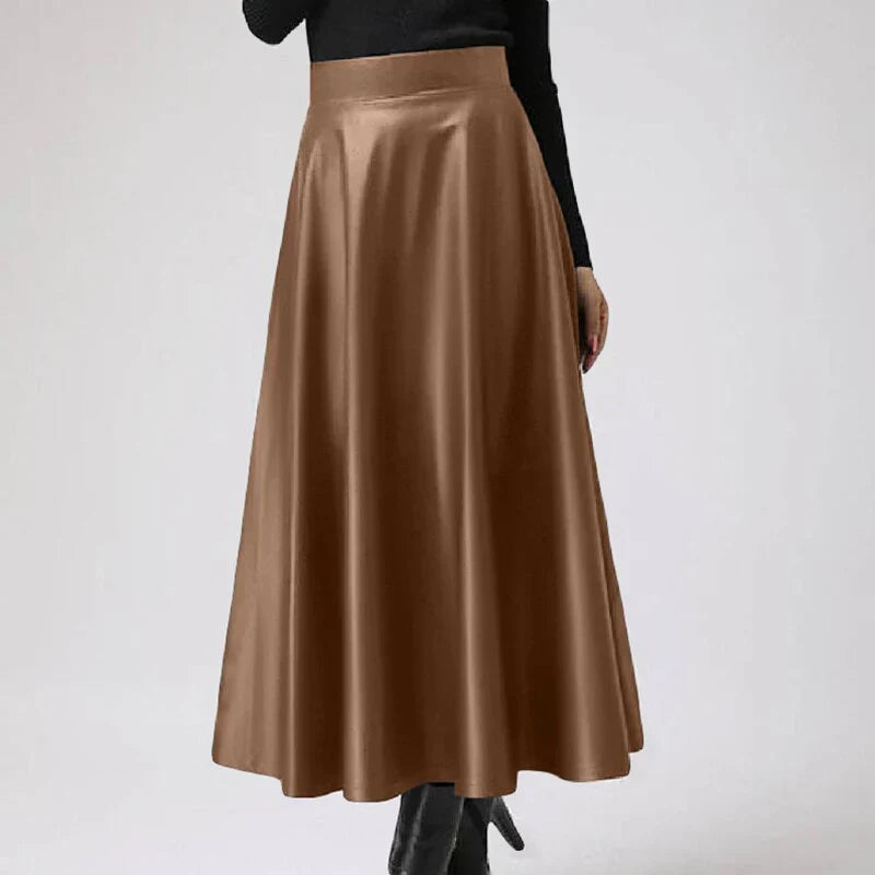Lange leren rok - elegante zwarte damesrok