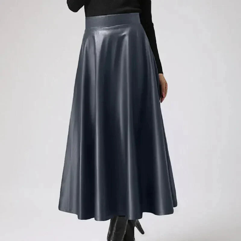 Lange leren rok - elegante zwarte damesrok