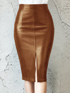 Leren pencil skirt - strakke dames midi rok