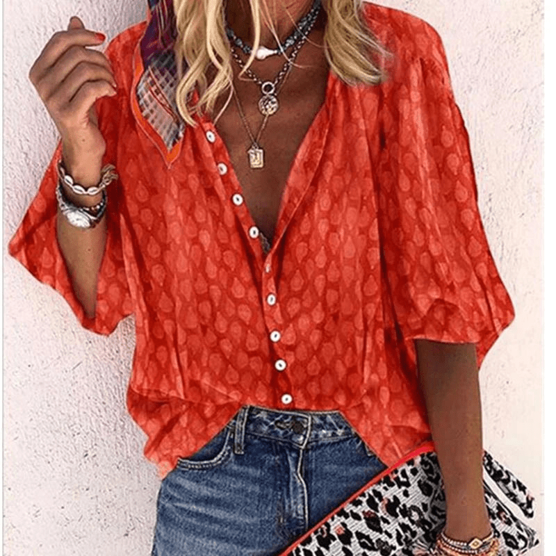 Damesluchtig casual top - elegante korte mouwen blouse voor lent/zomer, ademende stof, veelzijdige stijl