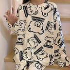 2-delig loungewear set - witte nachtkleding met print voor dames