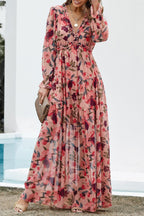 Maxi bloemenjurk - elegante roze zomerrok voor dames