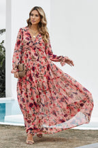 Maxi bloemenjurk - elegante roze zomerrok voor dames