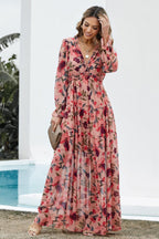 Maxi bloemenjurk - elegante roze zomerrok voor dames