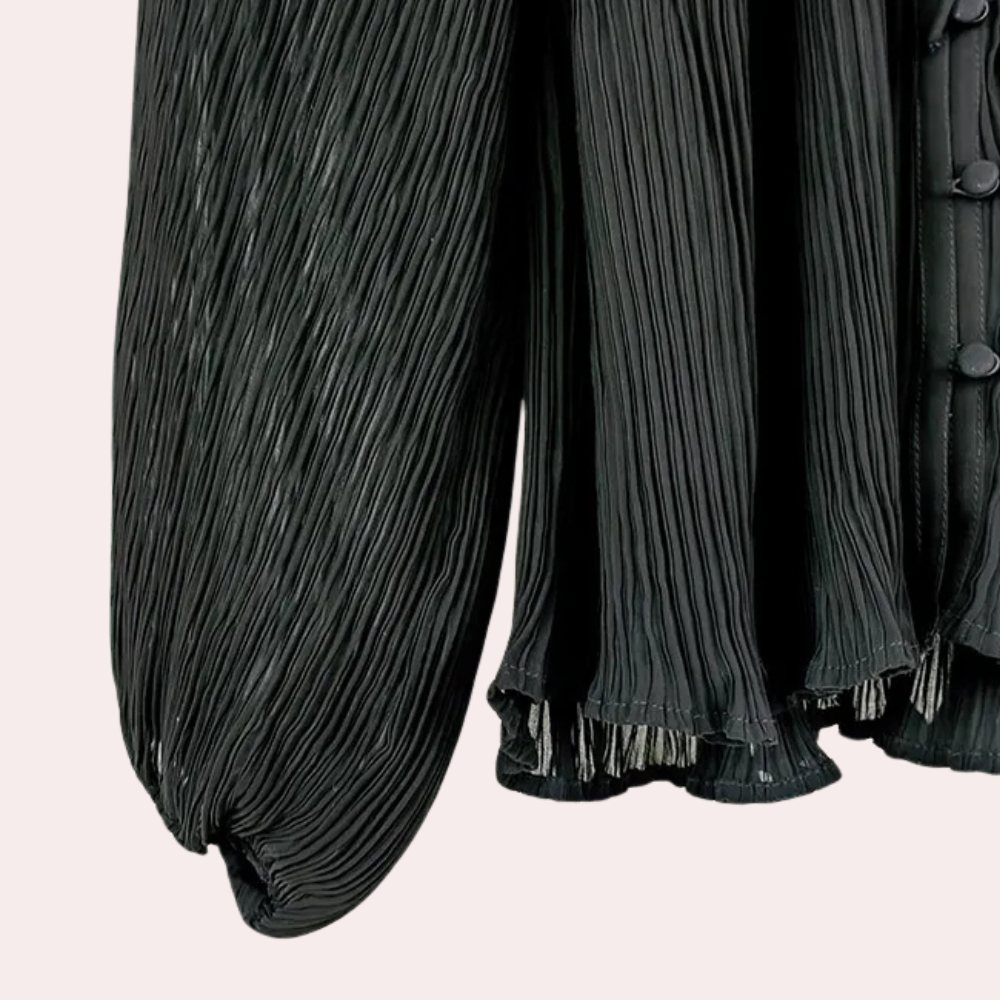 2-delige zwarte set - verfijnde damesblouse en cami combinatie