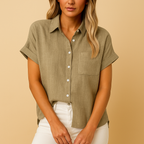 Dames lichte short sleeve blouse - casual everyday top voor de zomer