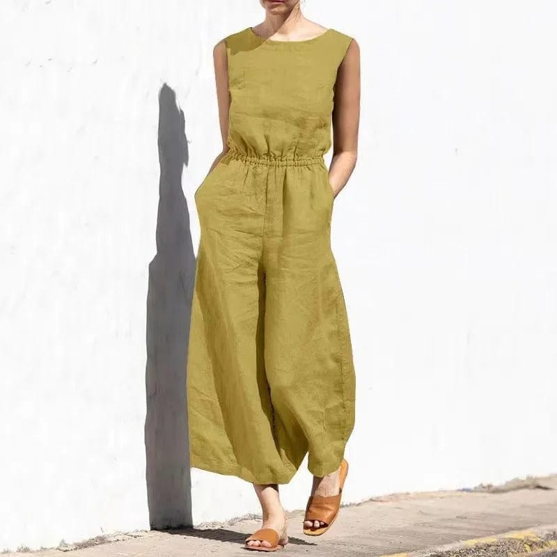 Dames baumwoll-linnen jumpsuit - relaxte casual look voor de zomer
