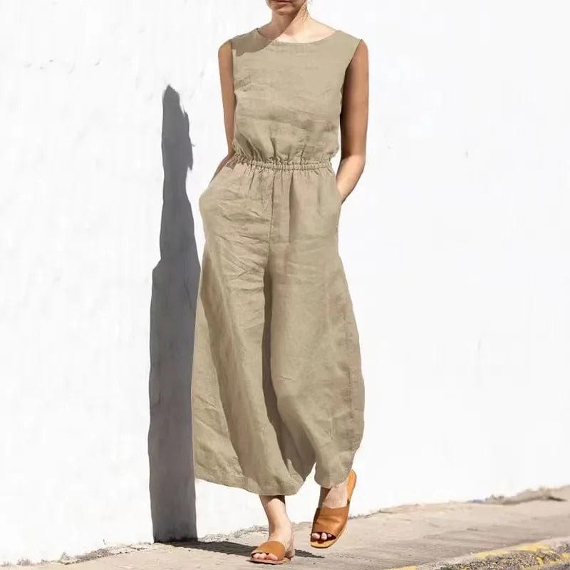 Dames baumwoll-linnen jumpsuit - relaxte casual look voor de zomer