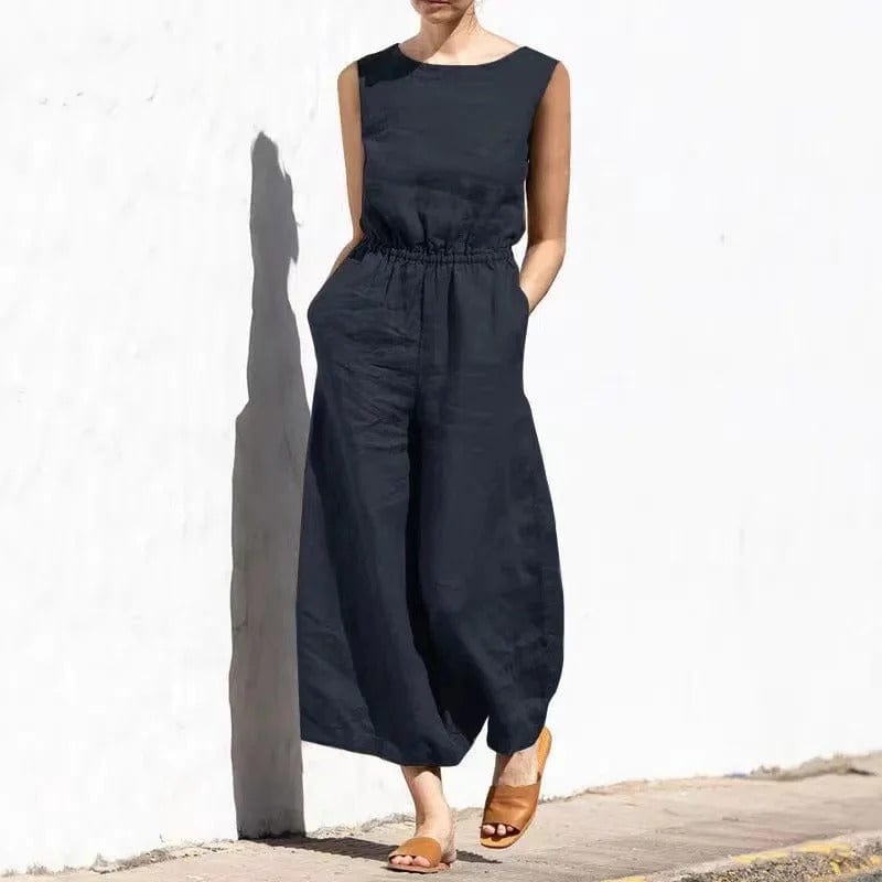 Dames baumwoll-linnen jumpsuit - relaxte casual look voor de zomer