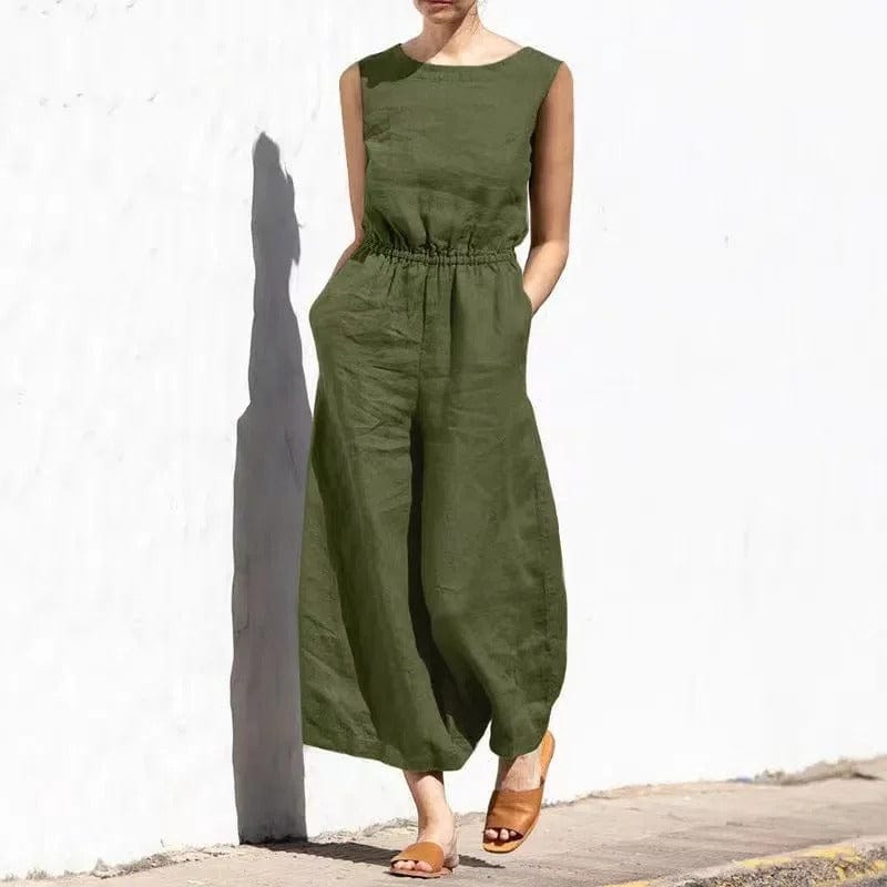 Dames baumwoll-linnen jumpsuit - relaxte casual look voor de zomer