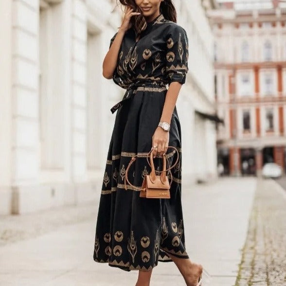 Maxi jurk - stijlvolle groene katoenblend jurk voor dames