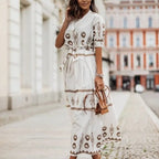 Maxi jurk - stijlvolle groene katoenblend jurk voor dames