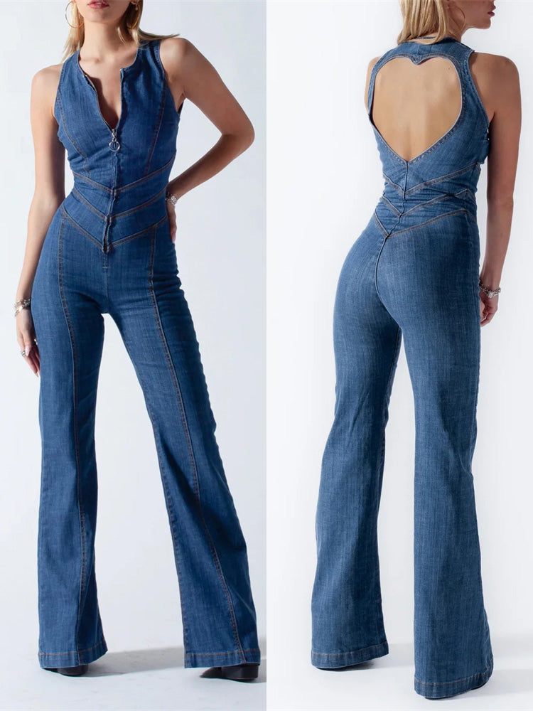 Denim jumpsuit - trendy blauwe dames overall