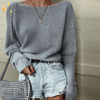Oversized off-shoulder trui - luchtige gebreide pullover voor dames