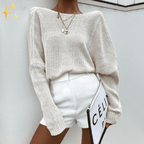 Oversized off-shoulder trui - luchtige gebreide pullover voor dames