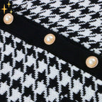 Houndstooth cardigan - stijlvolle zwarte en witte damestrui