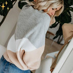 Oversized gebreide trui - stijlvolle grijs en beige damestrui