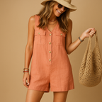 Dames jumpsuit met knoopdetails - elegante katoenen playsuit voor casual momenten