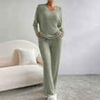2-delige lounge set - stijlvolle dames rib gebreide pyjama outfit