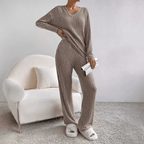 2-delige lounge set - stijlvolle dames rib gebreide pyjama outfit