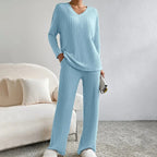2-delige lounge set - stijlvolle dames rib gebreide pyjama outfit