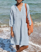 Dames casual shirtjurk - lichtgewicht strandkleding met zakken voor zomerse dagen - losse pasvorm, gemakkelijk in onderhoud