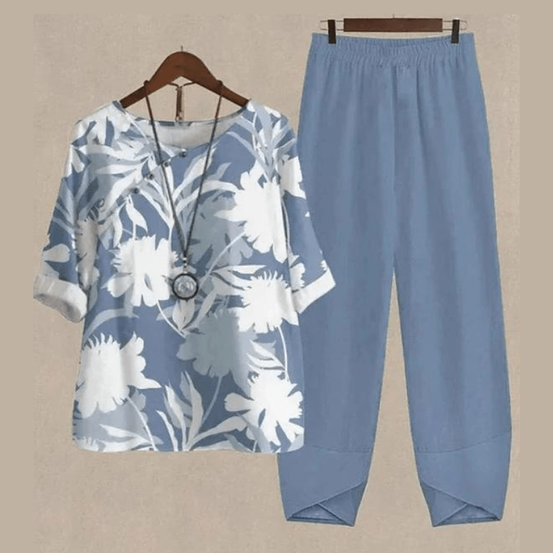 2-delige dames set met vlinderprint - casual loungewear