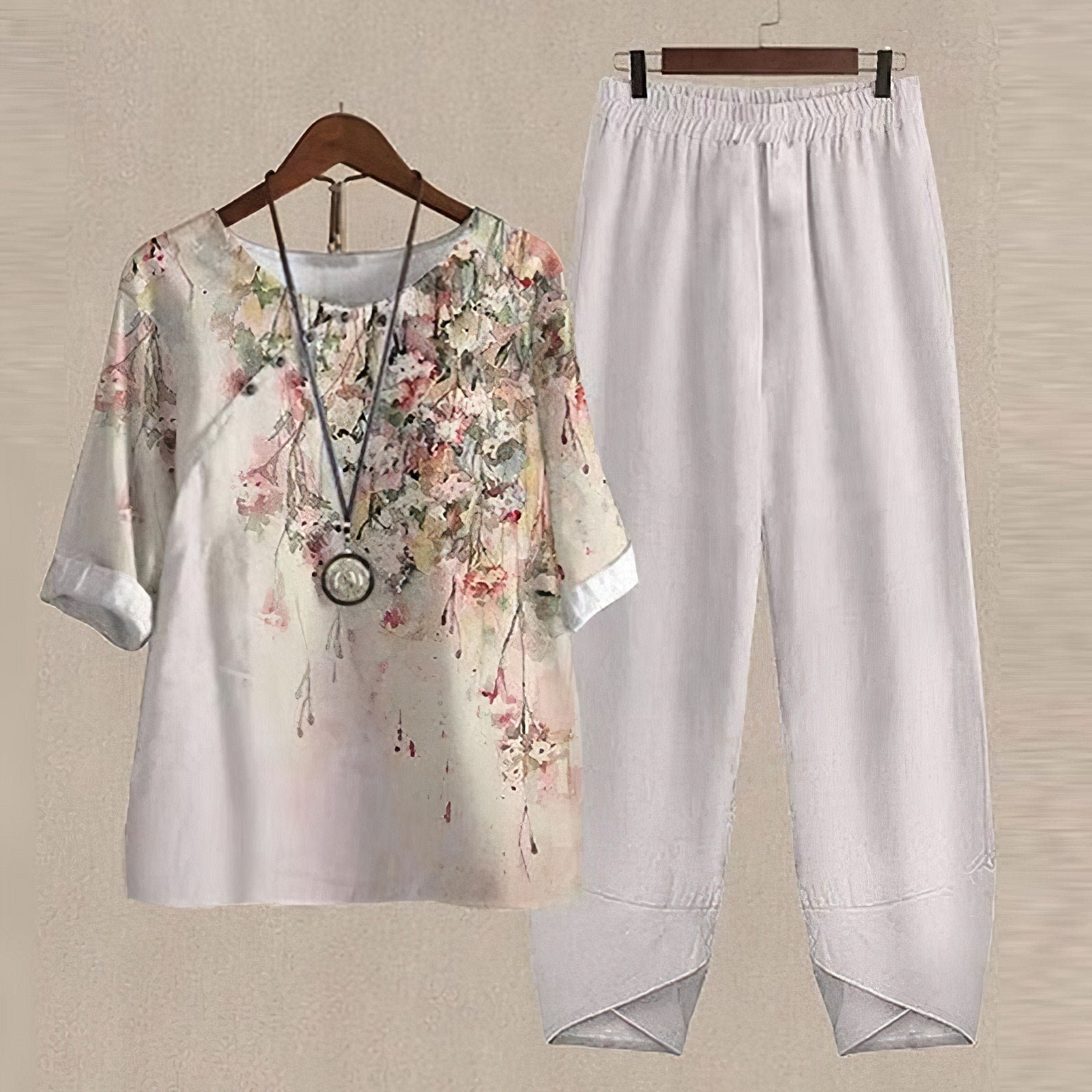 2-delige dames set met vlinderprint - casual loungewear