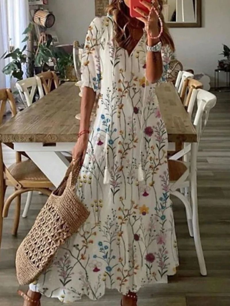 Bloemen maxi-jurk - elegante zomeroutfit voor vrouwen