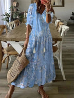 Bloemen maxi-jurk - elegante zomeroutfit voor vrouwen