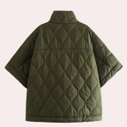 Gequiltede poncho jas - trendy groene damesoutdoor