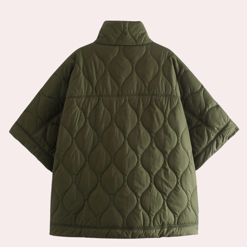 Gequiltede poncho jas - trendy groene damesoutdoor