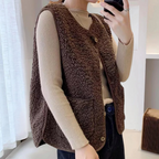 Sherpa vest - trendy knoop-up vest voor dames