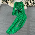 2-delige lounge set - trendy gebreide cardigan en broek