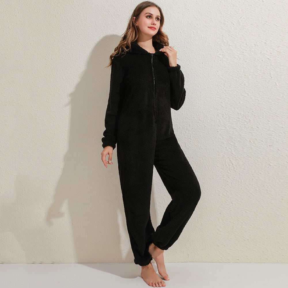 Fleece onesie met oren - uitnodigende loungewear voor dames