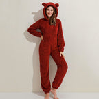 Fleece onesie met berenoren - snugglepaws dames loungewear