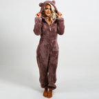 Fleece onesie met oren - uitnodigende loungewear voor dames