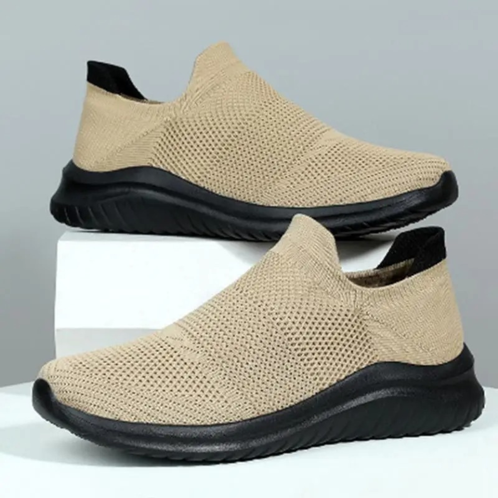 Dames slip-on trainers - ademende gebreide schoenen