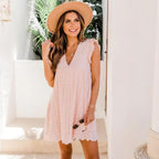 Kanten zwangerschapsjurk voor dames - luchtige mini-jurk met ruches en ogen voor zomeruitstapjes