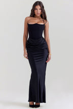 Elegante strapless corset cocktail jurk in ivoor - voor bruiloften en speciale gelegenheden