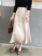 Vrouwen midi satin rok - luxueuze casual en formele outfit voor elke gelegenheid