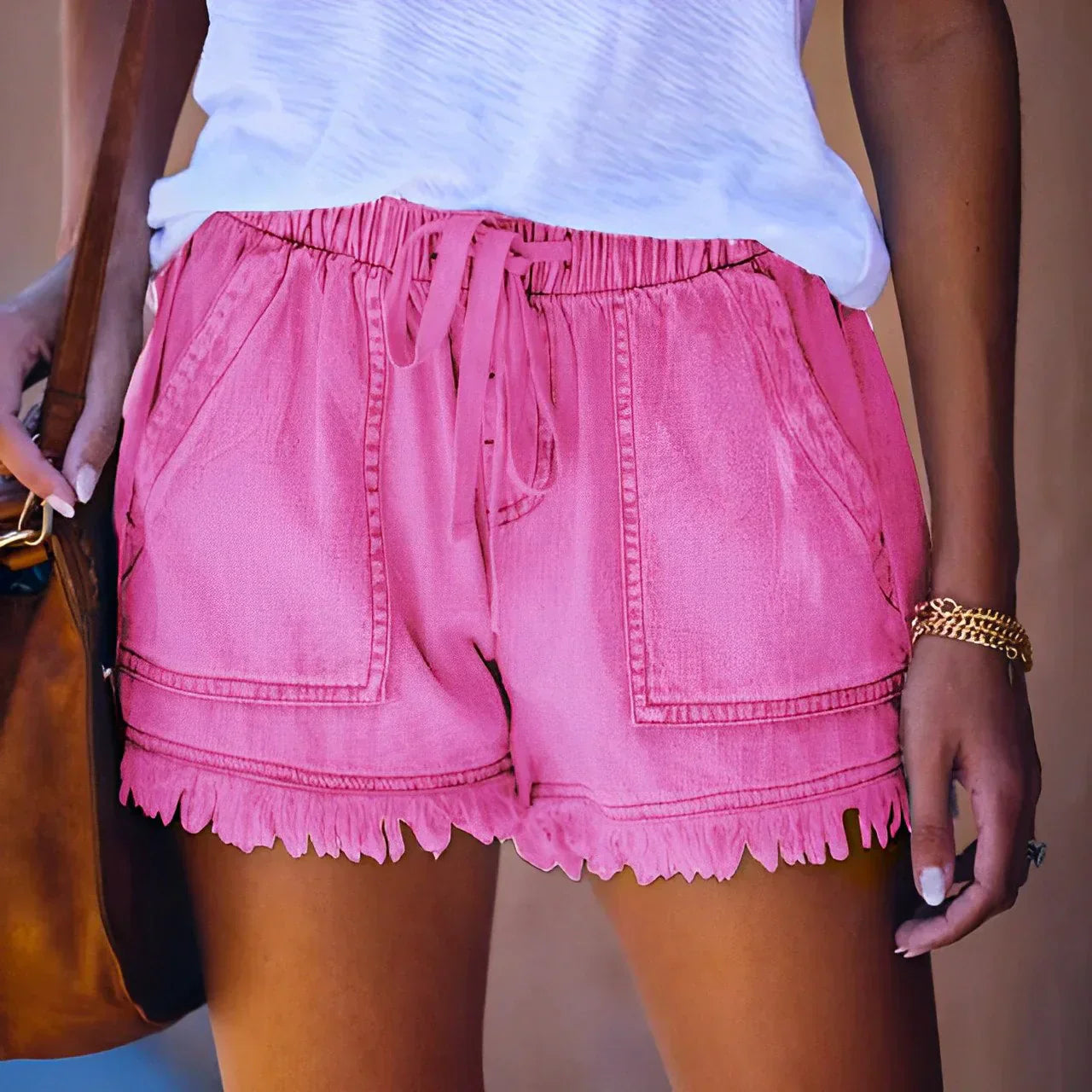 Dames casual denim shorts met elastische tailleband - een ontspannen zomerstijl voor vrouwen