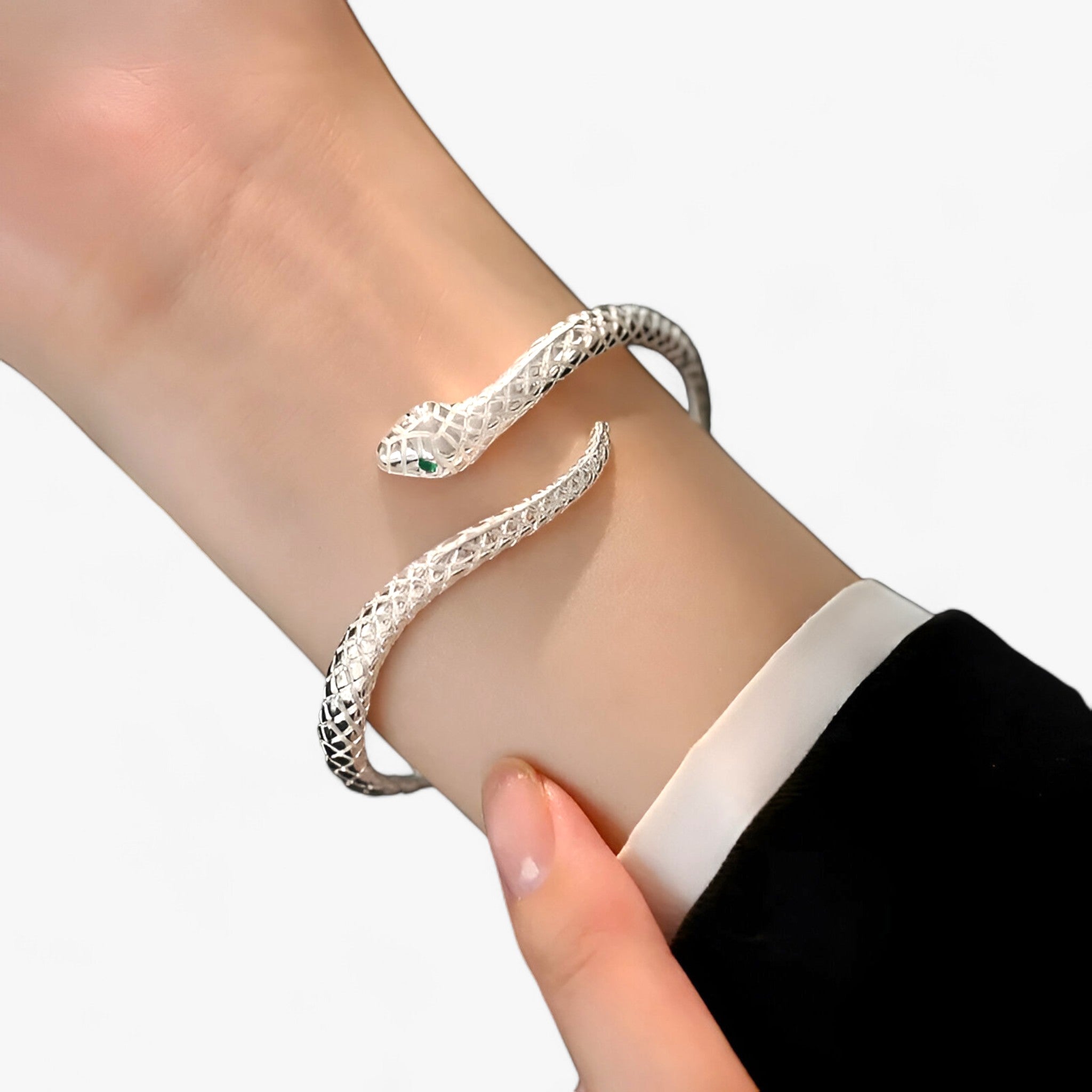 Slangenarmband - elegante zilveren dames bangle