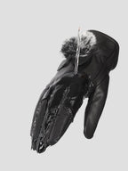 Leren touchscreen handschoenen - zwarte dameshandschoenen met faux bont