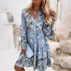 Dames boho bloemenjurk - lichte lange mouwen elegante outfit voor zomerse gelegenheden