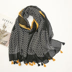 Florale pashmina sjaal met franjes - elegante dames sjaal - Bakkermode.nl