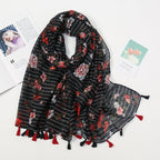 Florale pashmina sjaal met franjes - elegante dames sjaal - Bakkermode.nl