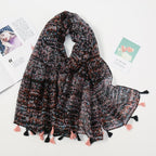 Florale pashmina sjaal met franjes - elegante dames sjaal - Bakkermode.nl